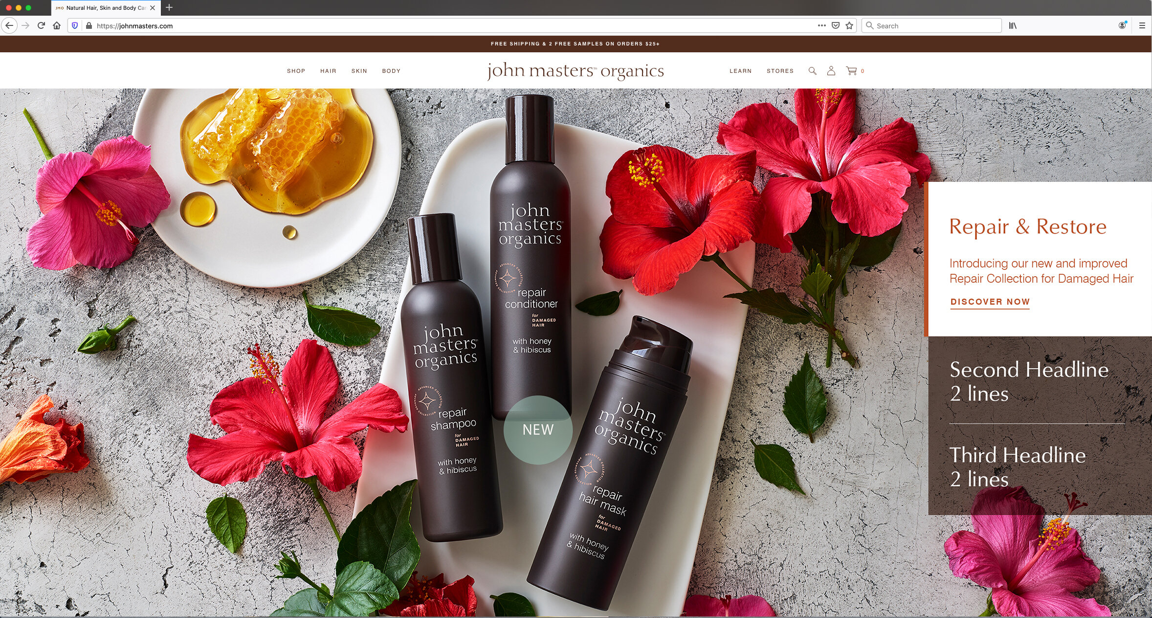 "Advanced Line" Damaged Hair Trio with Honey & Hibiscus Launch Homepage Carousel Image