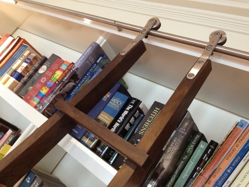 Black oak sliding ladder detail