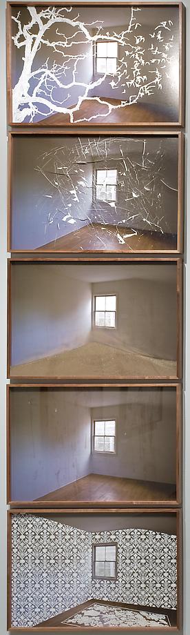 Untitled (5 pieces, as installed at Hammer Museum), 2009 / Epson Ultrachrome Print scratched with razor, dirt / Each image 24 x 36 inches Private Collections
