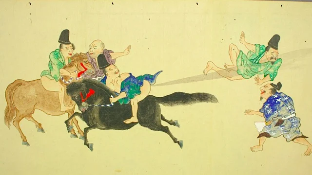 A scene from "He-Gassen, or "The Fart War," from Japan's Edo period