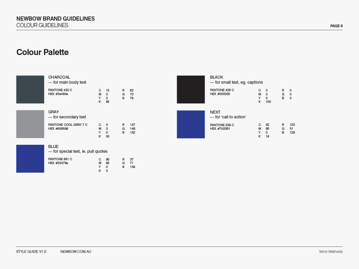 Brand Guidelines developed for Newbow Capital