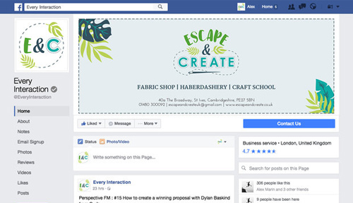 Escape & Create - Facebook cover and profile image
