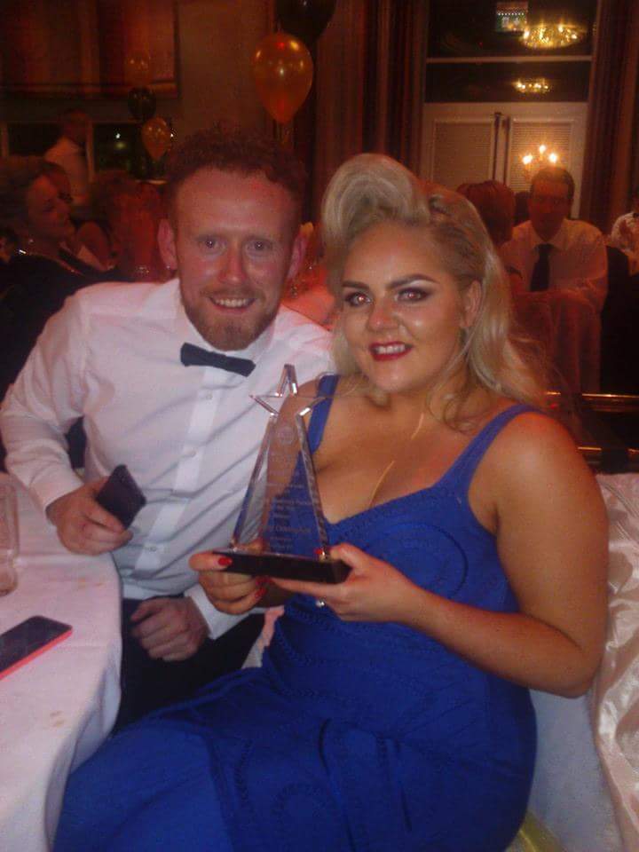 Aisling Cunningham from Powder 'n' Pout, Carndonagh relaxing after receiving her award