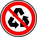 Pictogramme interdiction de recycler cette matière