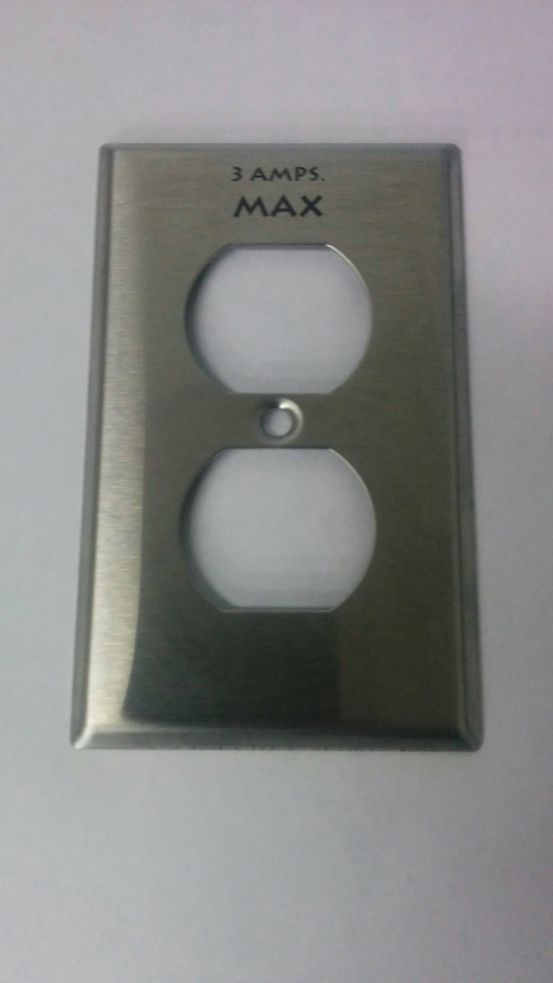 Laser marked metal eletrical outlet faceplate