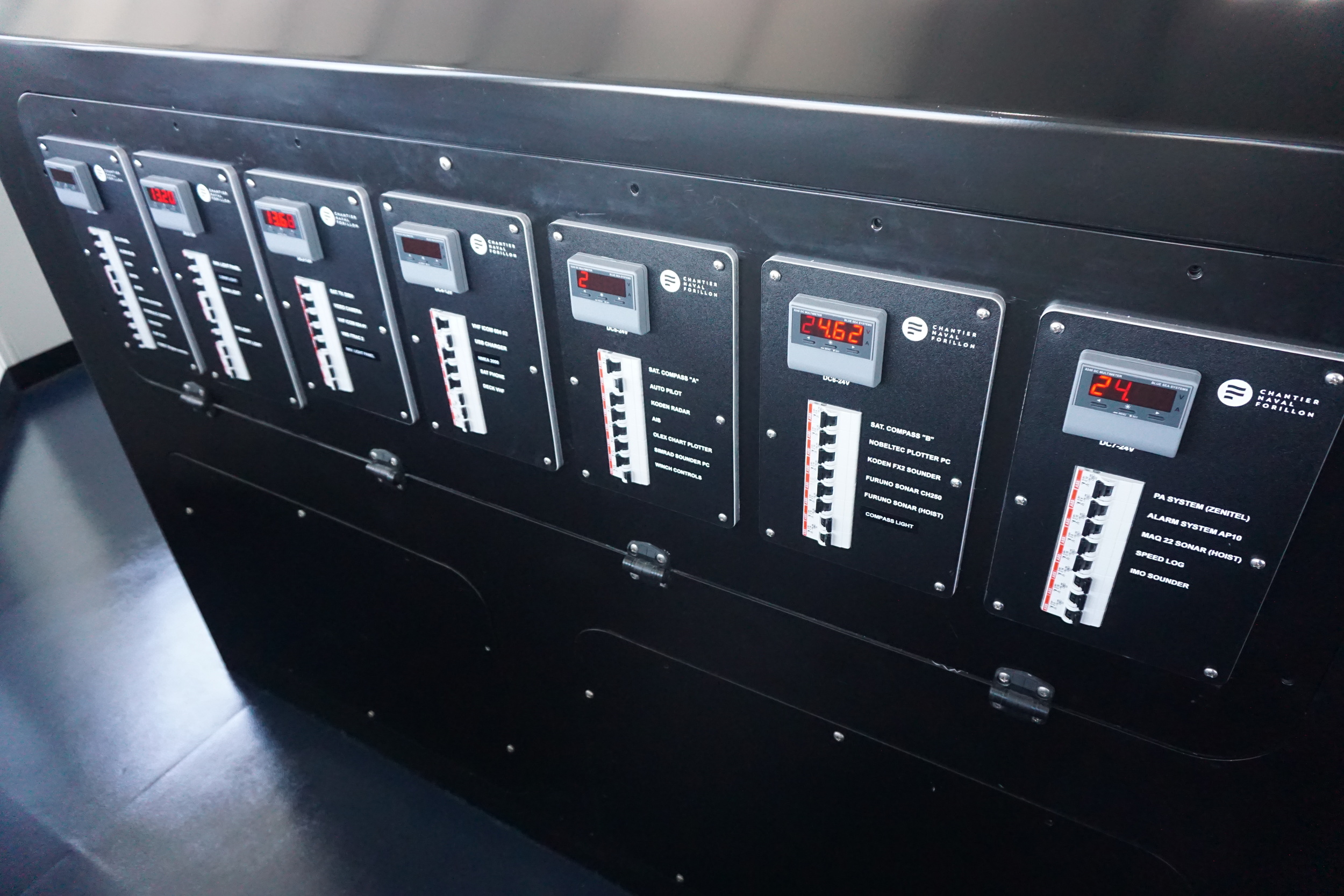 Multiple control panels installed in a boat