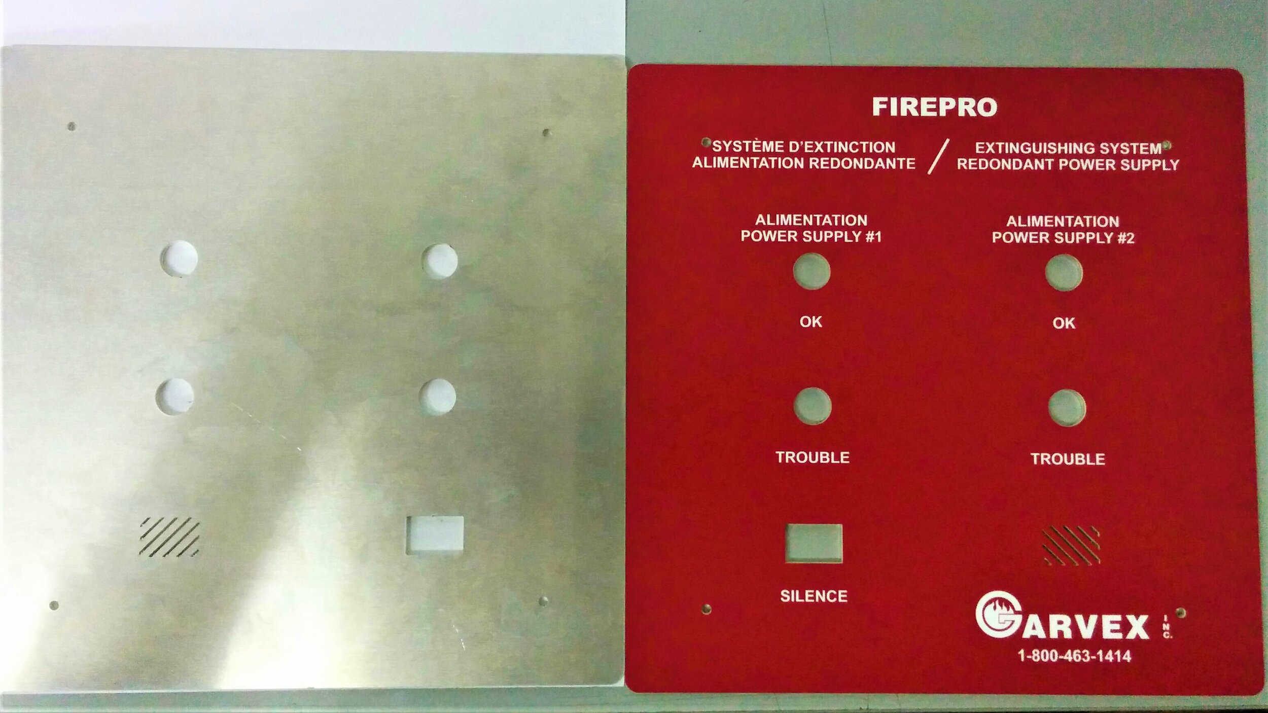Panneau de contrôle pour système de sécurité incendie avec marquage laser