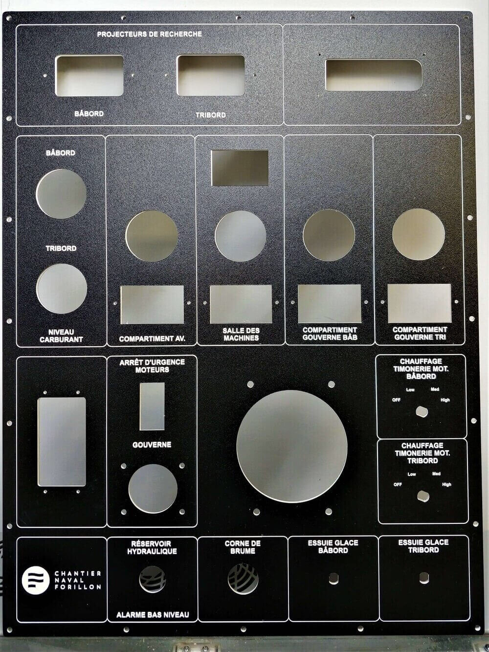 Laser marked plastic control panel