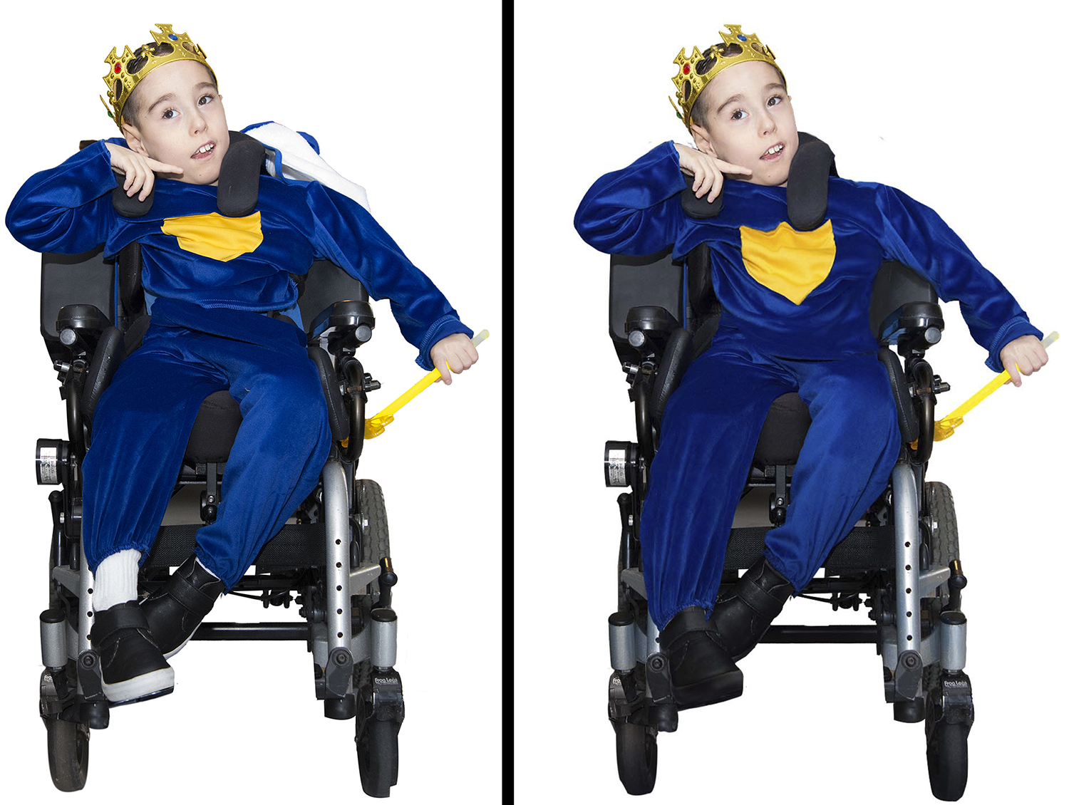 Here is a side by side comparison showing the original photo of the King and the updated version after adjusting in Photoshop.