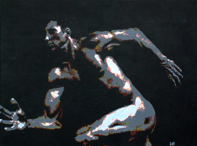  Crimson Chin  Acrylic on Canvas  18x24"  SOLD 