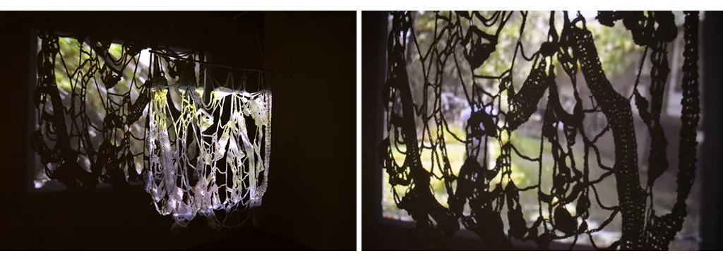 Bias & Embellishment Details from crochet & projected video installation NFS