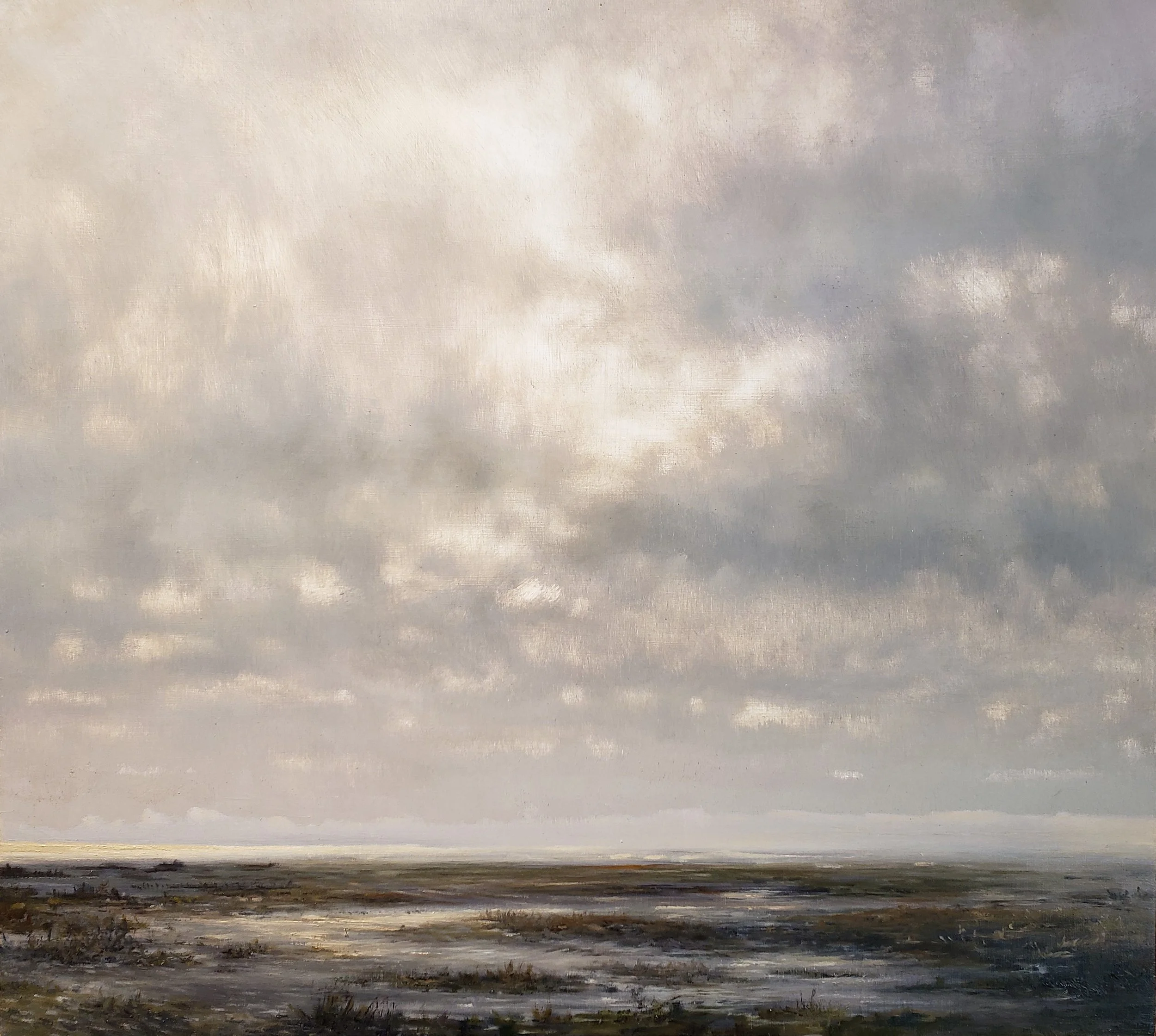 Cloudy Marsh painting in Oil, Rhode Island