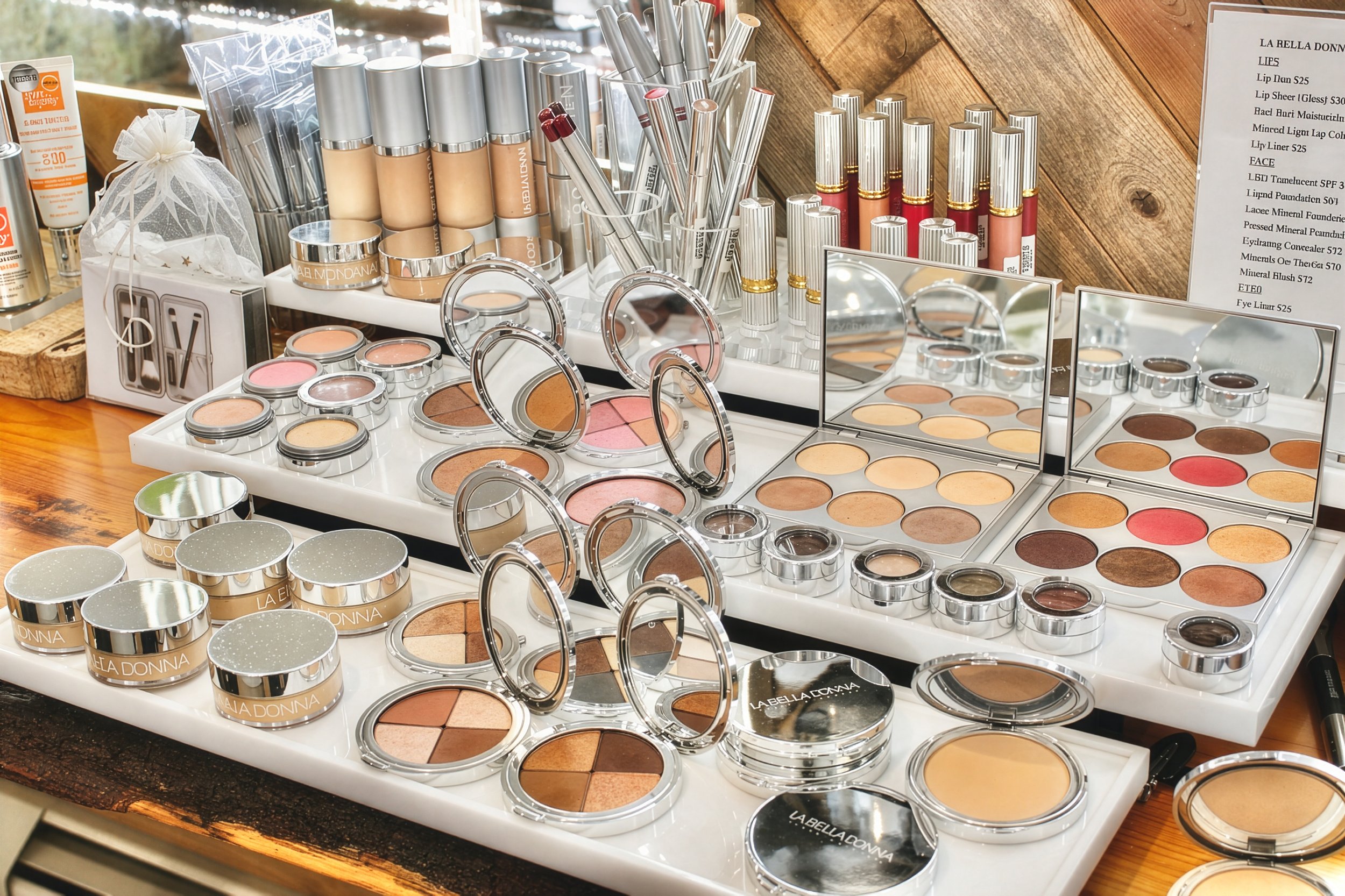 La bella donna makeup selection at pure eco spa for makeup services