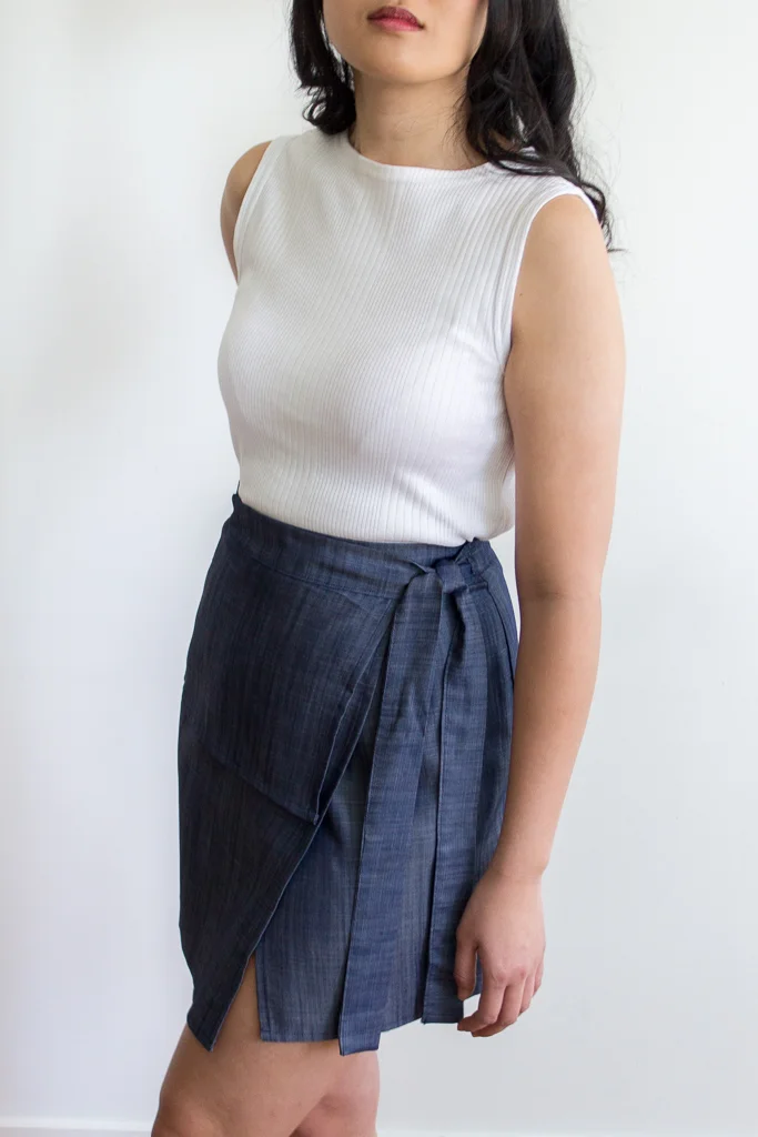 Sustainable fashion white ribbed crop top. Designed and made in Canada.