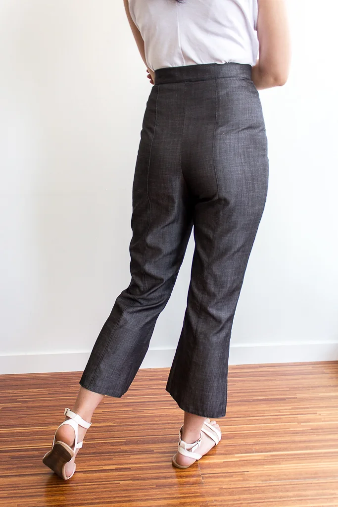 Vegan sustainable pants inspired by 70s style. Made in Canada from tencel and coconut.