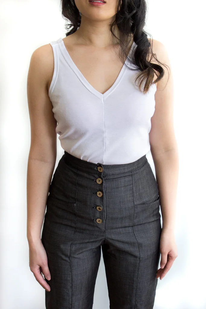 Ecofriendly v-neck tank top ethically handmade in Vancouver, Canada