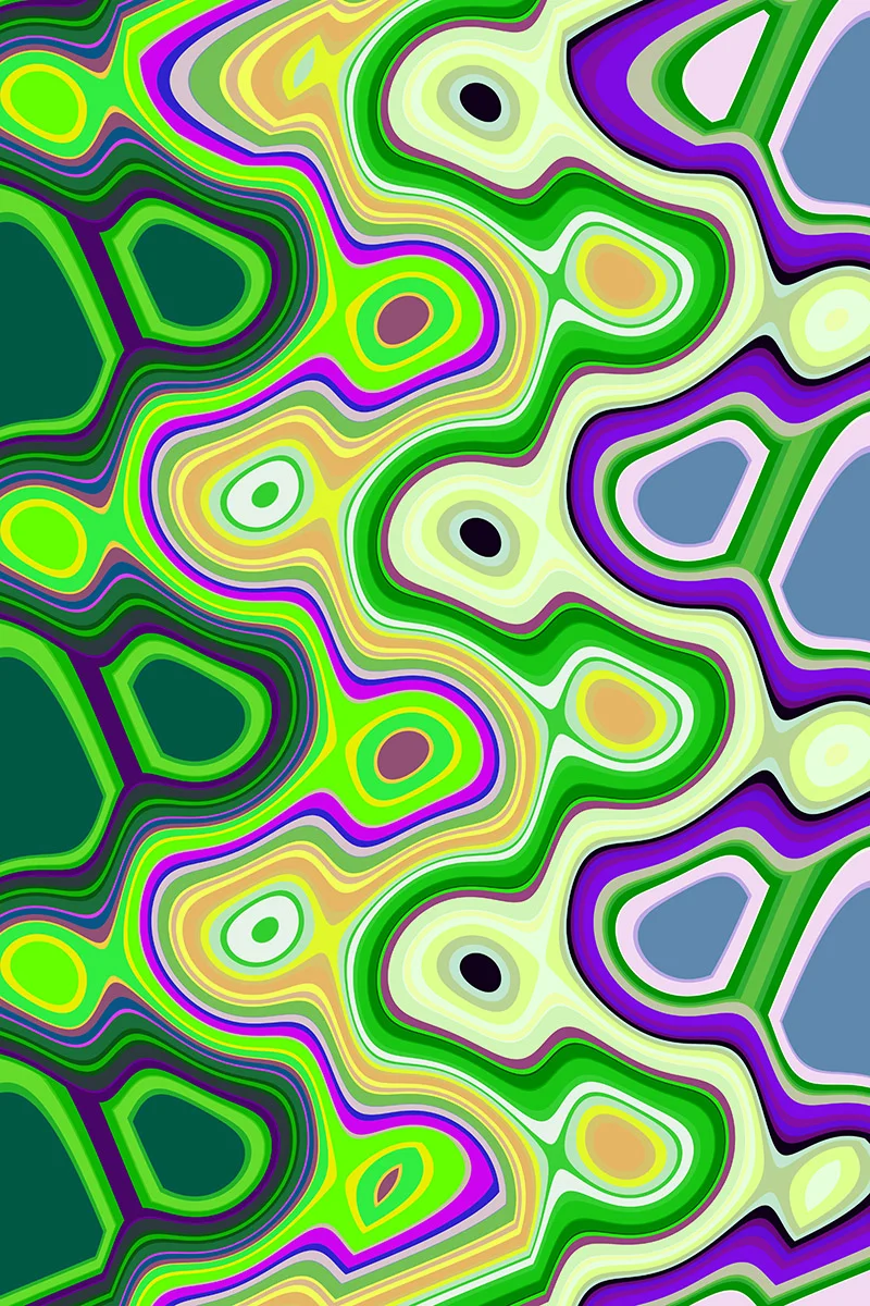 Multicolored microscopic abstract for decoration and background with motifs of whimsy and distortion