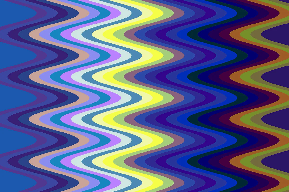 Fanciful multicolored abstract of sine waves in a flowing pattern