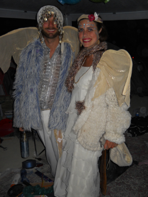 My friend Lance and me as Vestal Virgins, Burning Man 2011