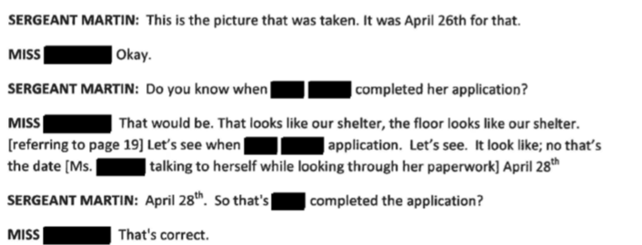 Forever Paws President Gail Furtado confirms that Council President Morad brought dog to shelter and filled out an adoption application same day . April 28th