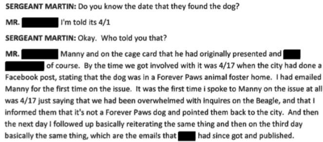 Forever Paws Director Casey Fredette states Forever Paws was not involved until AFTER the New Bedford Police Facebook post on April 17th.