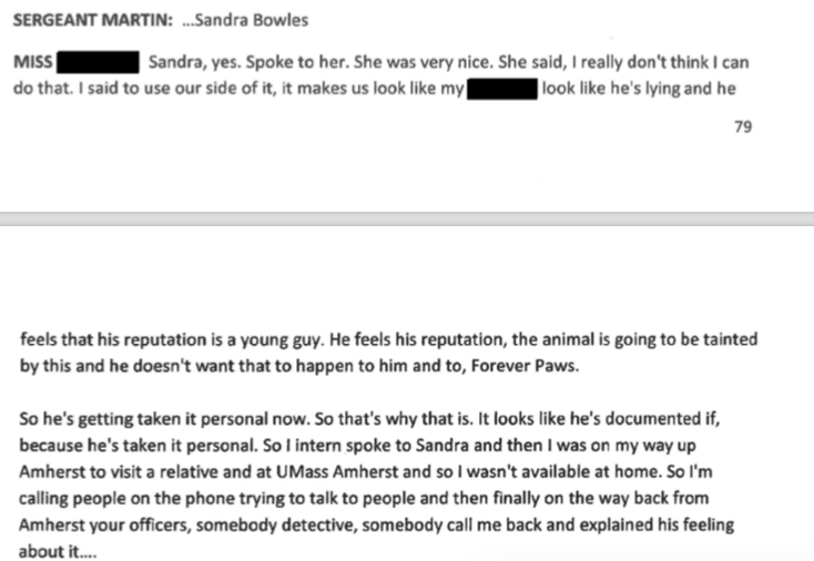 Forever Paws President Gail Furtado tries to get the Police dept to edit facebook post. Finally spoke to LT. Rodriguez.