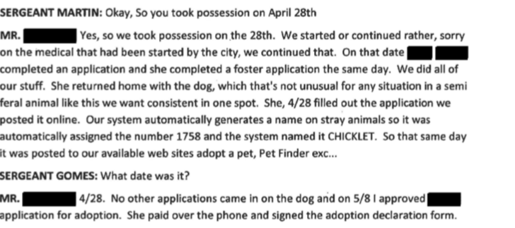 Despite overwhelming inquires on the dog on April 17th. Forever Paws Director Casey Fredette now claims Jackie only received 1 adoption application and that was from City Council President Linda Morad