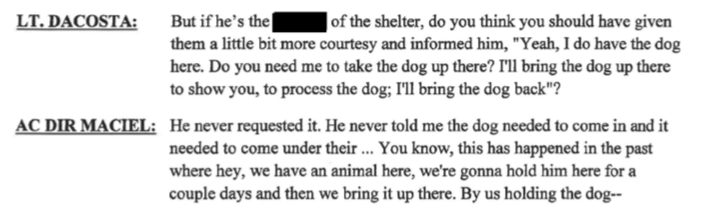 New Bedford ACO Maciel claims that Forever Paws Director Casey Fredette never told Maciel to bring dog to shelter