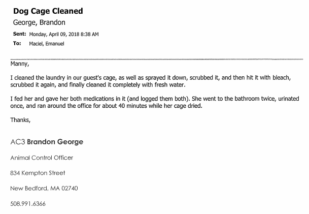 Thanks to a FOIA we now see ACO George referring to Jackie as their “guest” on April 9th. Five days after capture .
