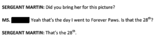 City Councilor President Linda Morad Tells New Bedford Police Internal Affairs Case #1941 that she was advised to bring Jackie to Forever Paws on April 28th despite week prior Mr Maciel announced she was adopted on social media.