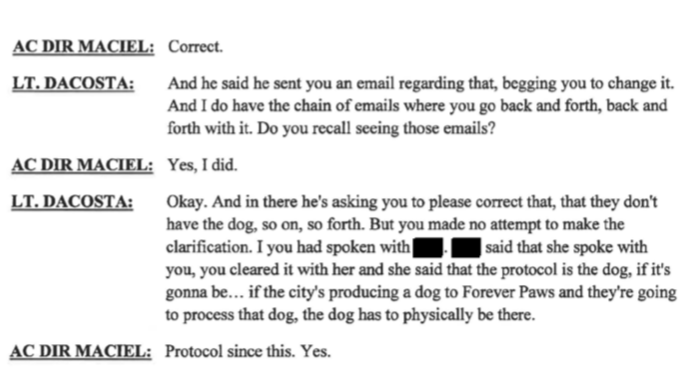 Maciel admits because of this situation protocol has now changed. They are no longer pretending like they receive animals they dont physically have.