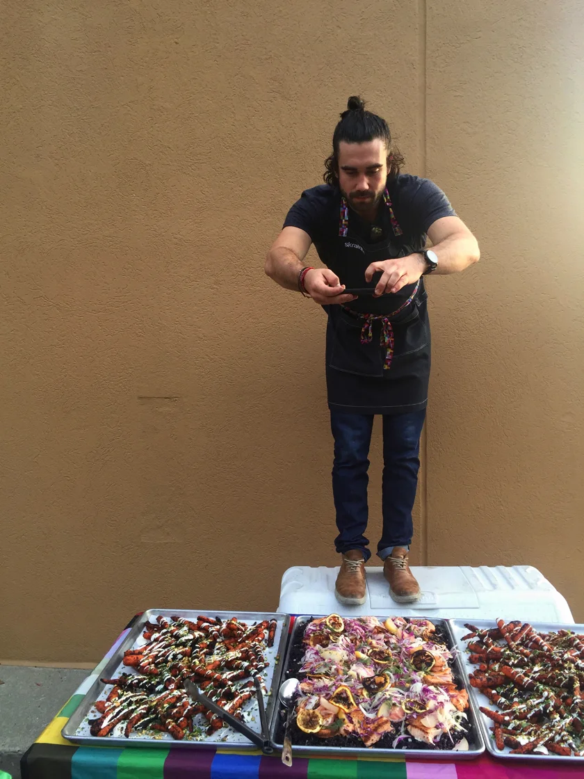 Chef Gabe captures the 'grams of his delicious spread in a parking lot at Ride on Atlanta. 