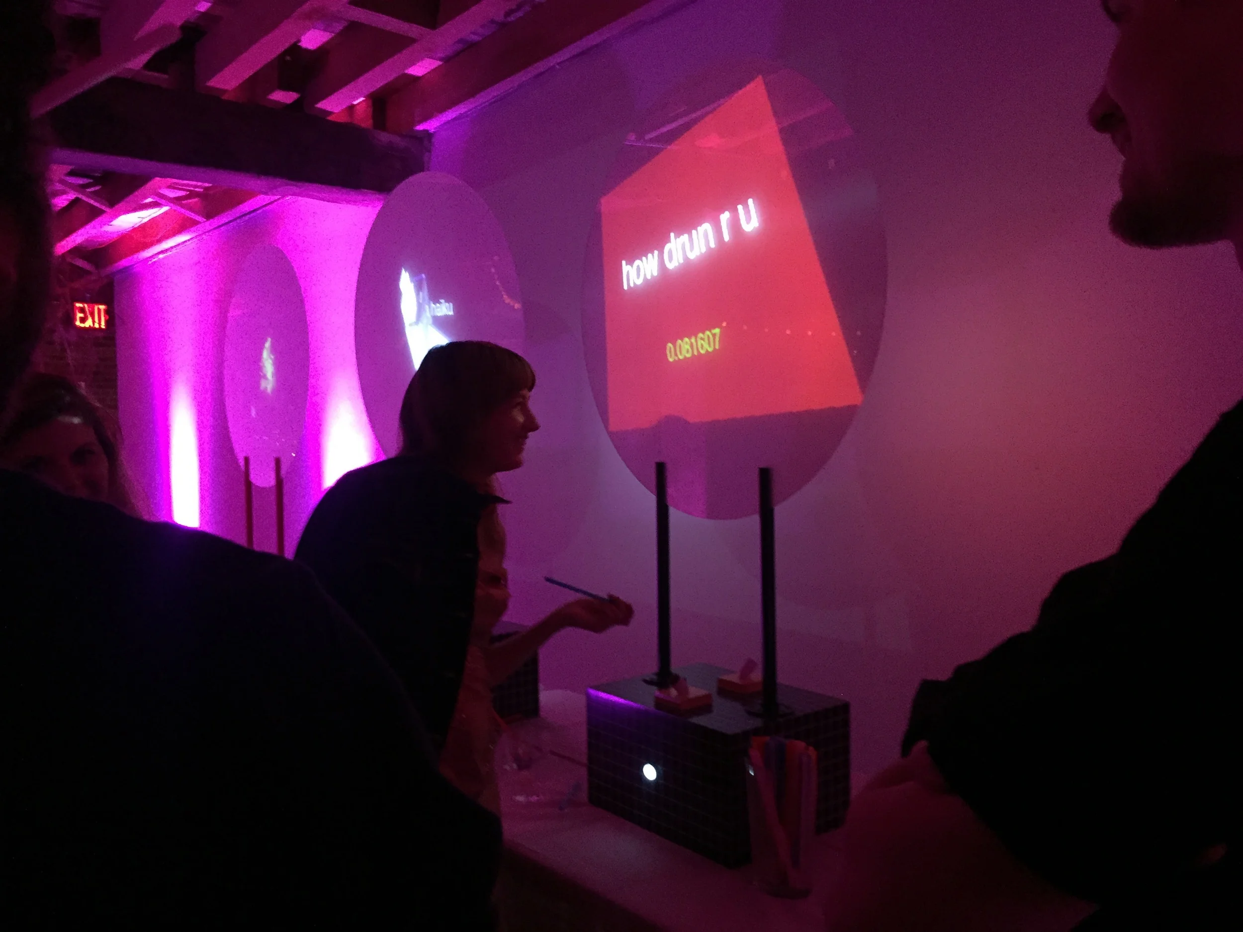 Artist Z Behl testing the alcohol sensor...