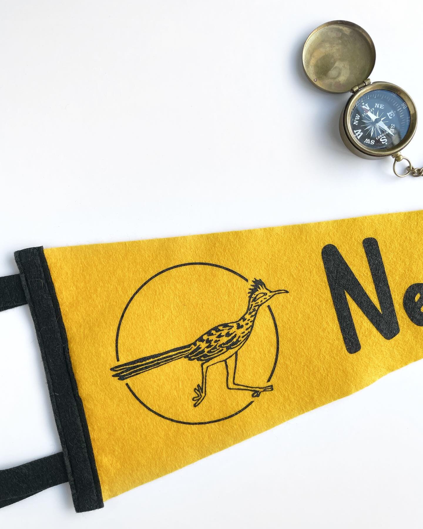 ✨NEW✨ The Roadrunner New Mexico pennant - in beautiful golden-yellow wool felt, designed by me and made here in America by the wizards over at @oxfordpennant!

Where are my New Mexico folks at? What&rsquo;s your top NM hiking spot?

&hellip;

#newmex