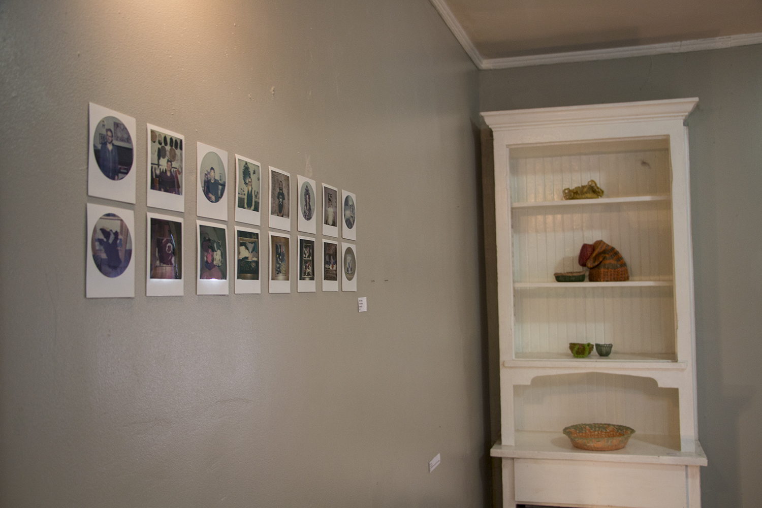 L to R: Alice Kim, "Under things," 2017; Amelia Phythian, "Baskets 1 - 6," 2017