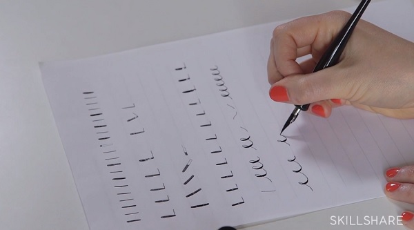 Chernoff suggests practicing lines and shapes before building letters 