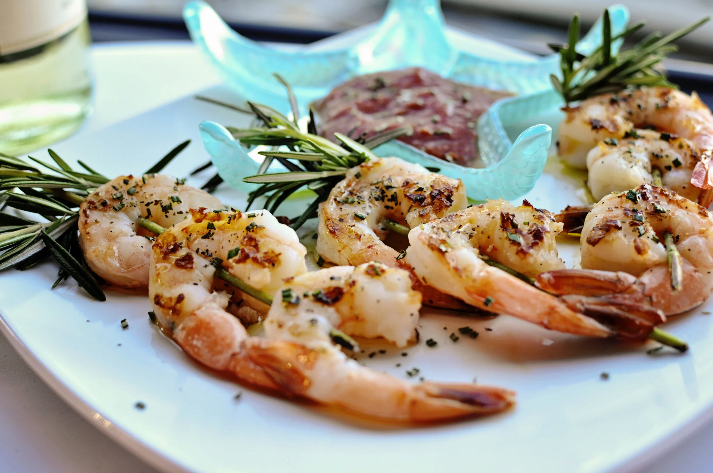 Rosemary Shrimp Cocktail. With fresh local South Carolina Shrimp and a citrusy spicy sauce.