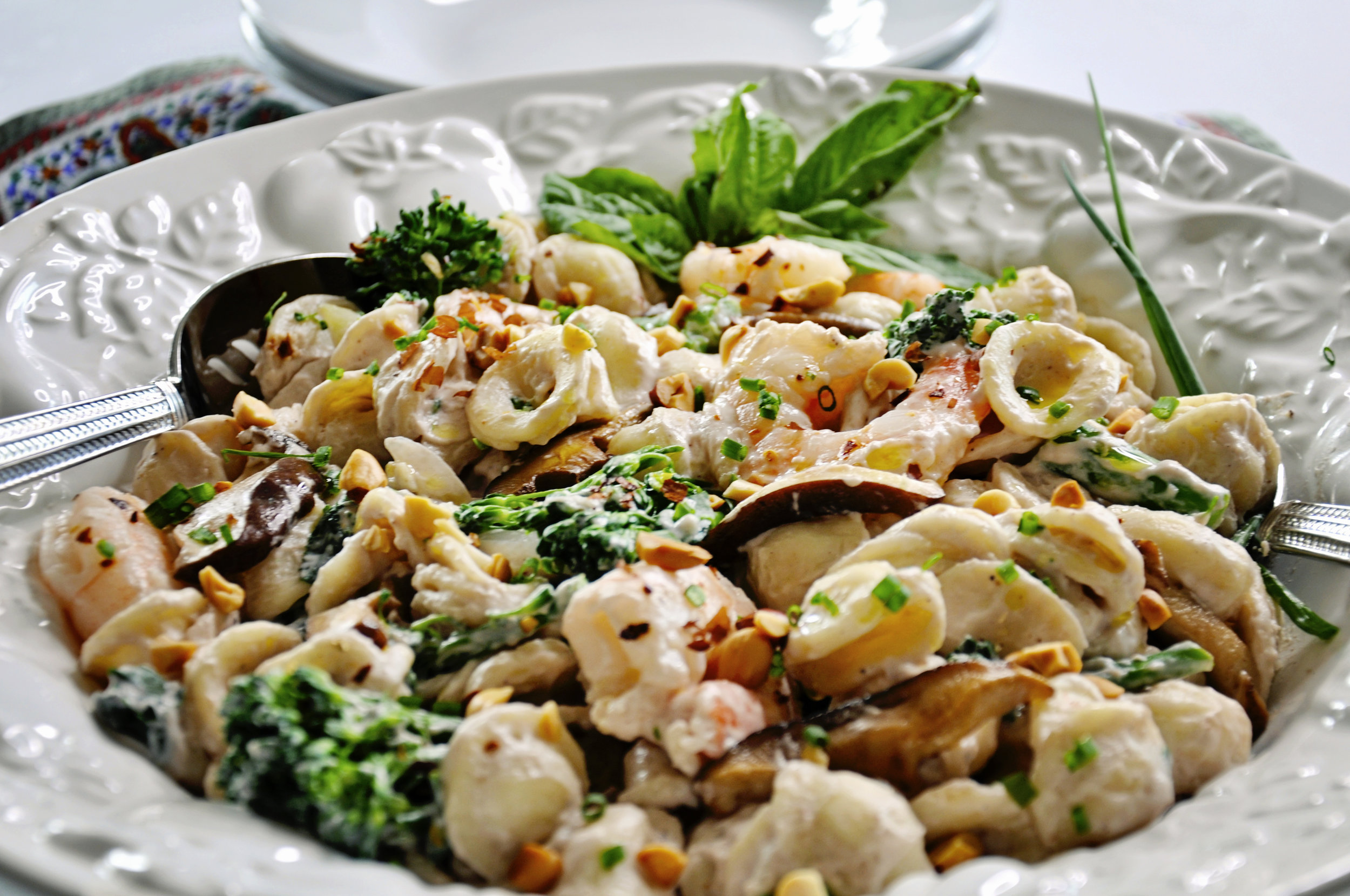 Orecchiette Peanut Sauce with Shrimp &amp; Broccoli Rabe