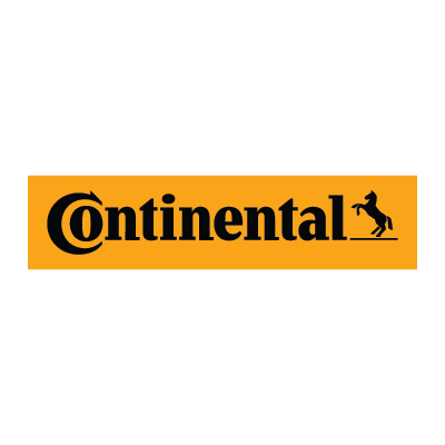 Continental logo with black text and a black horse figure on an orange background.