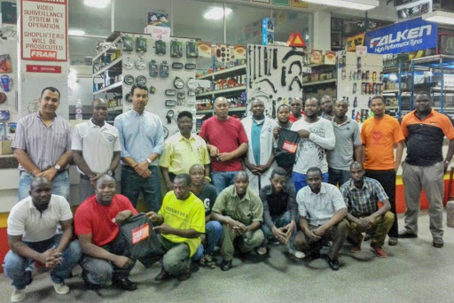 GUD sales competition prize winners together David Findlay (Autoworld Purchasing Director), Aaron Zulu (GUD representative) and Glenn Findlay (Autoworld Director) (back row on the left).