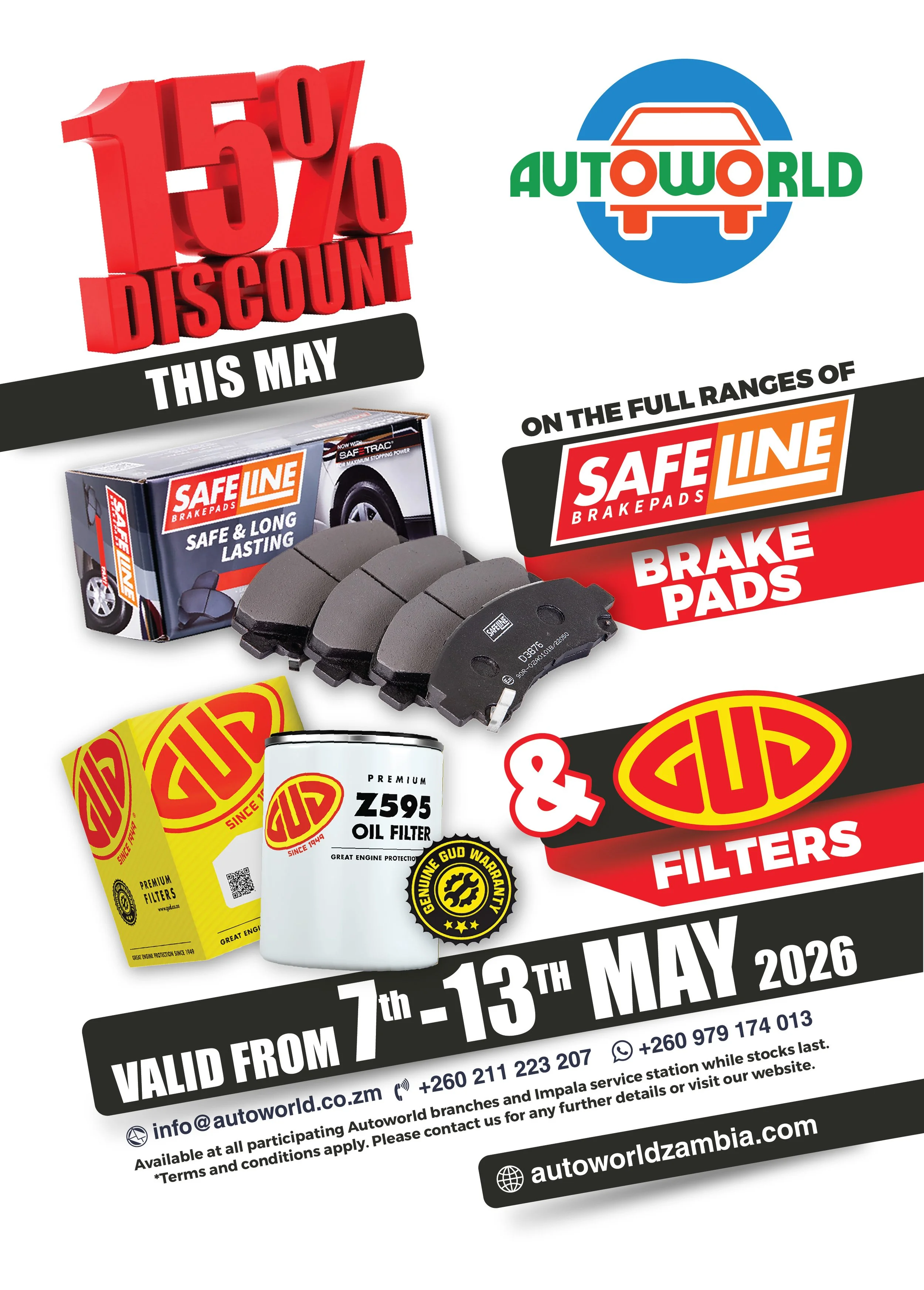 Safeline Brake Pads &amp; GUD Filters at a sizzling 15% off