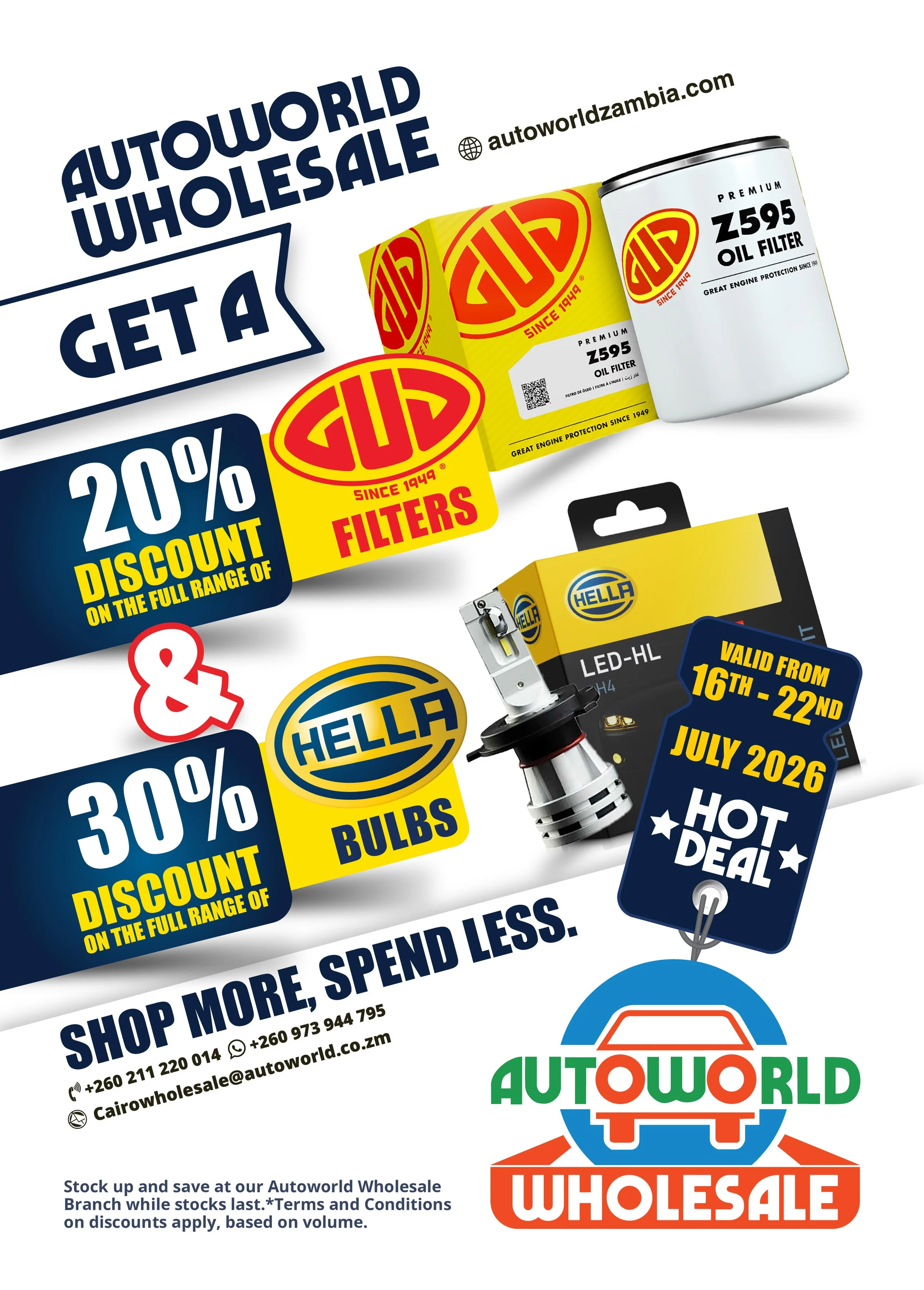 HOT DEALS this July! bulk up on GUD Filters and HELLA Bulbs.