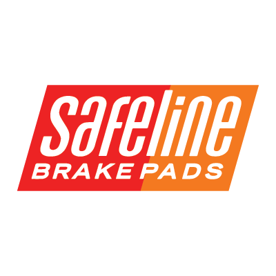 Safeline Brake Pads logo with red and orange background and white text.