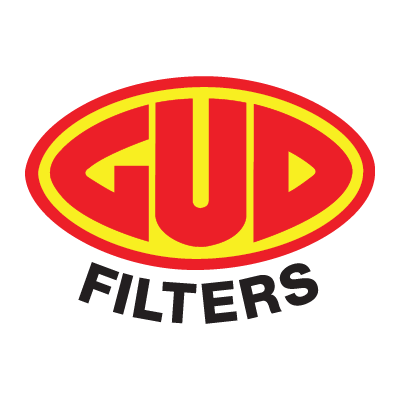 GUD Filters logo with red and yellow oval background and black text