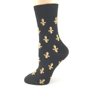 black and gold fleur de lis socks