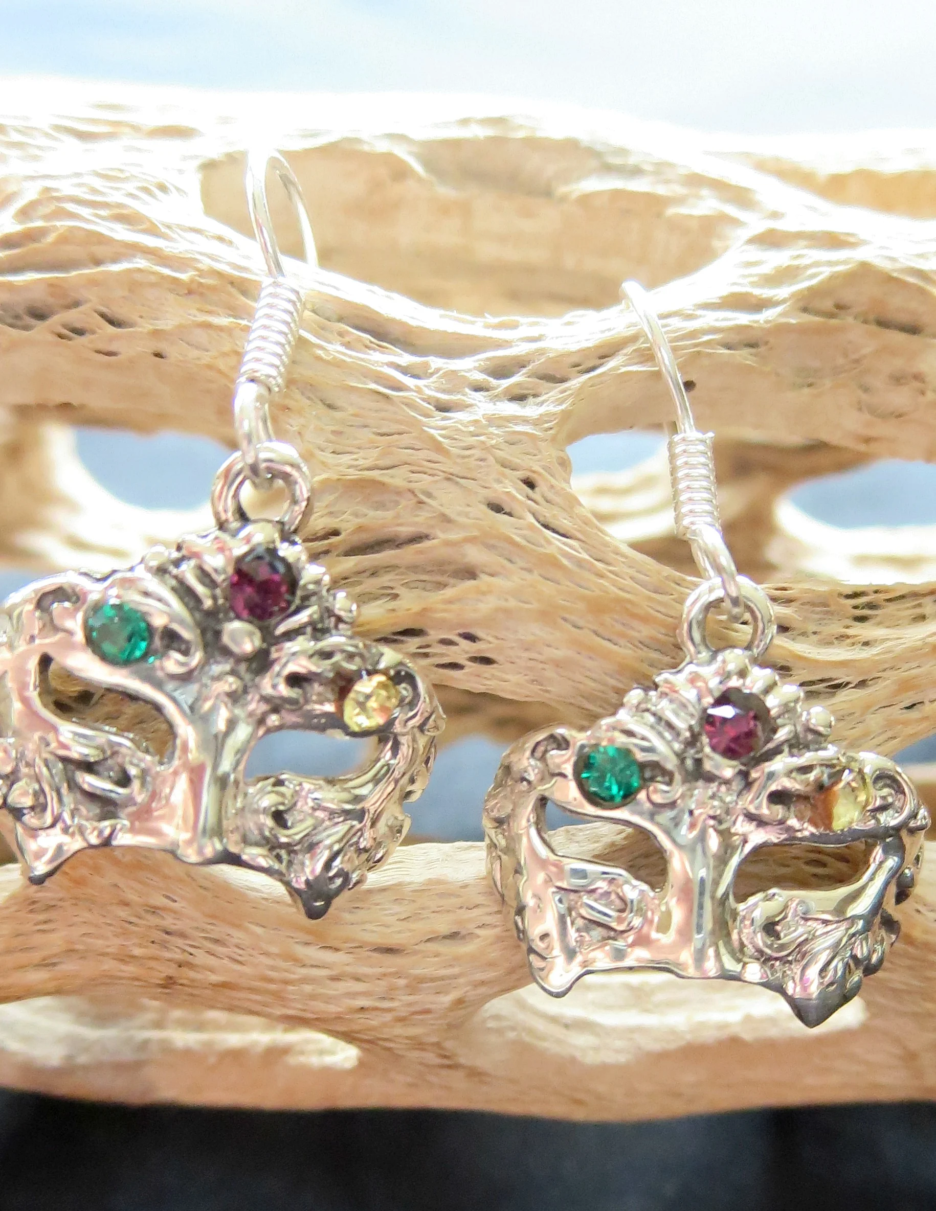 sterling silver mask earrings