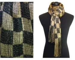 black and gold checkered scarf