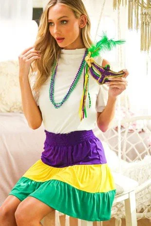 Mardi Gras Color Block Skirt