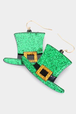 Glitter Leprechaun Hat Earrings — Serenity Home & Gifts