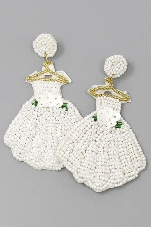 beaded dress earrings Chic and Holland EW990057 - Long Beaded mesh (88% Polyester 12% spandex)  Sheath Dress main image 0